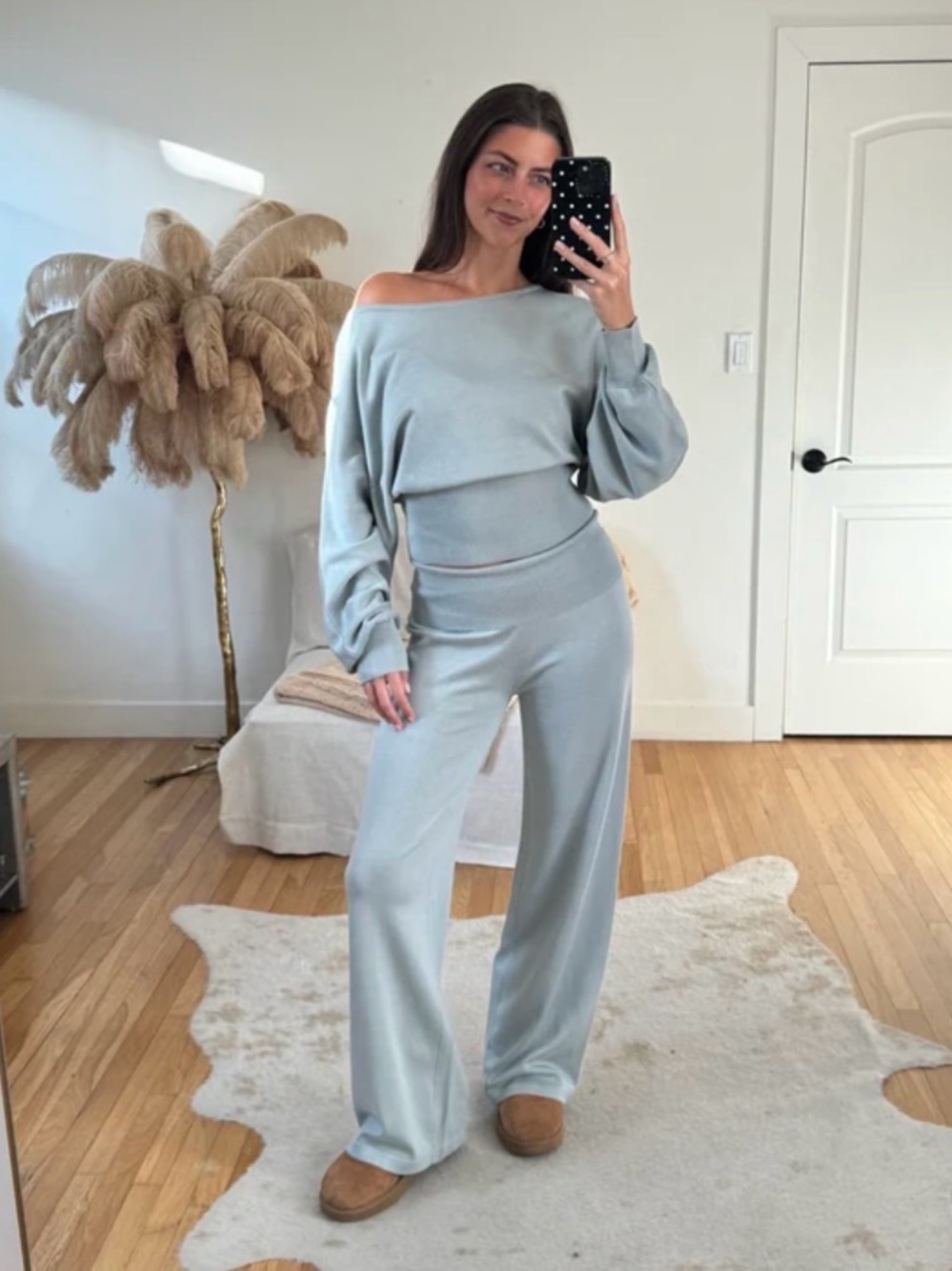Soft Knit Wide-Leg Lounge SET- Light Sage